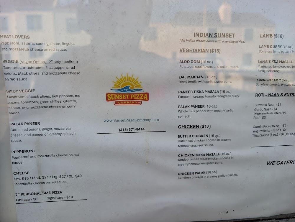 Sunset Pizza Menu image 3